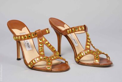 JIMMY CHOO
Pair of heeled, praline leather...