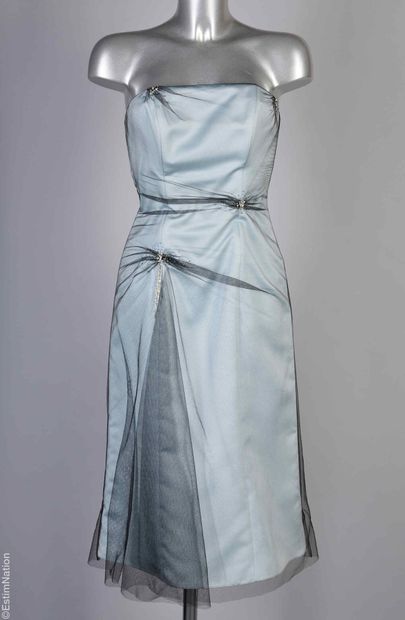 ANONYMOUS
COCKTAIL DRESS in sky-blue polyester...