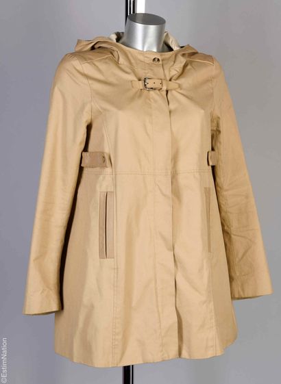 MAJE
Hooded PARKA in beige cotton gabardine...