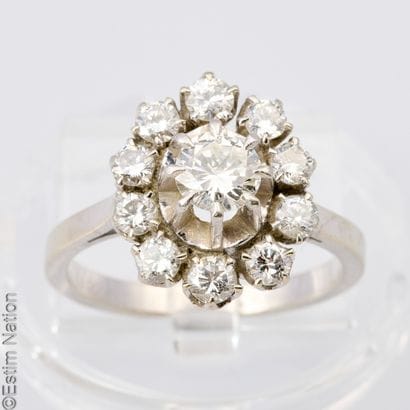BAGUE PLATINE, OR GRIS ET DIAMANTS
Élégante...