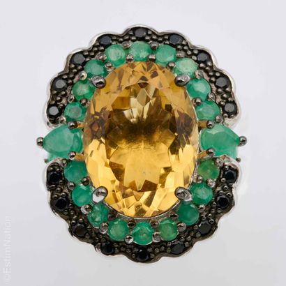 BAGUE CITRINE EMERAUDES SPINELLES 
Importante...