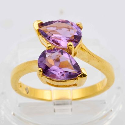 BAGUE AMETHYSTES
Bague en argent doré 925/°°...