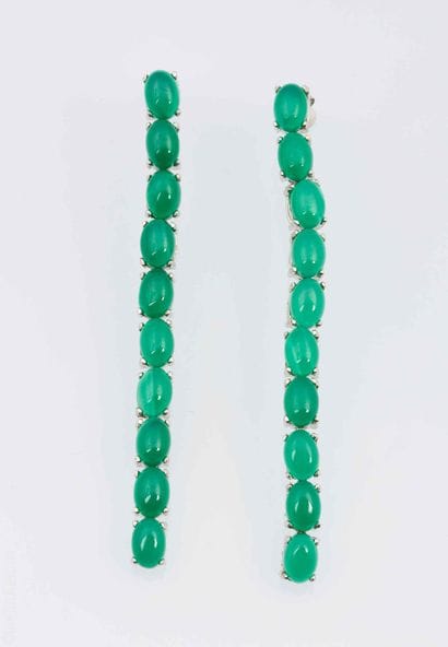 BOUCLES D'OREILLES AGATES 
Paire de pendants...
