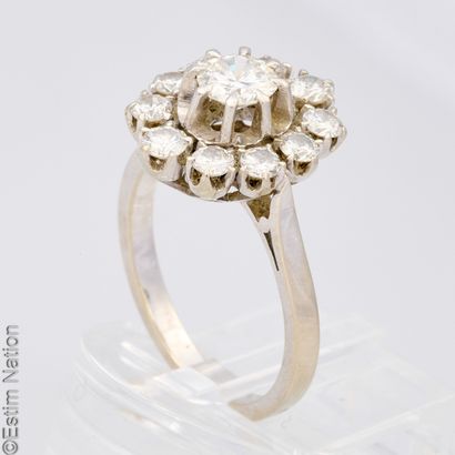 BAGUE PLATINE, OR GRIS ET DIAMANTS
Élégante...