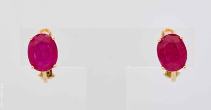 BOUCLES D'OREILLES OR ET RUBIS
Paire de boucles...