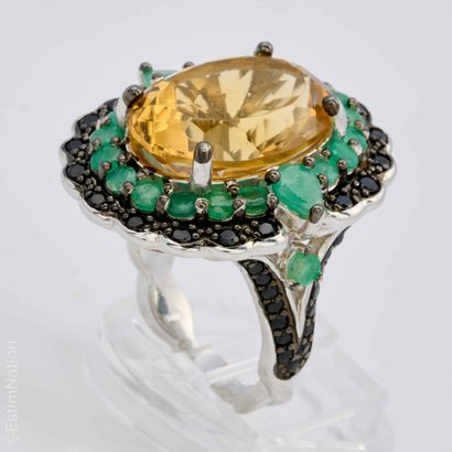BAGUE CITRINE EMERAUDES SPINELLES 
Importante...