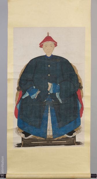 CHINE
Peinture à l'encre et couleurs sur...