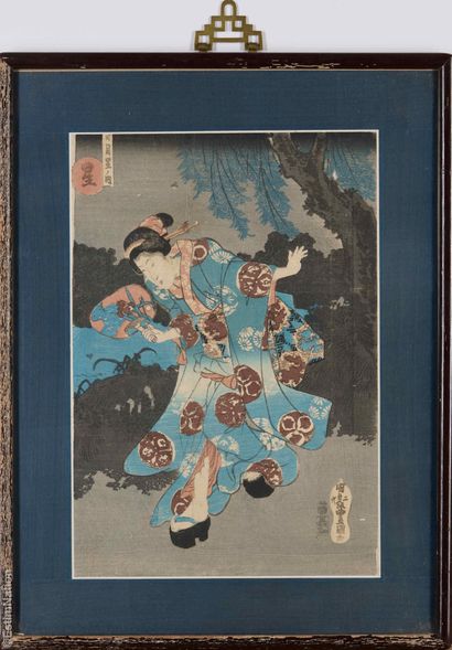 JAPON
UTAGAWA KUNISADA, dit Toyokuni (1786-1865).
Estampe...