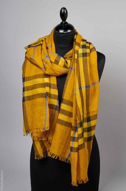 BURBERRY
LARGE fringed scarf in viscose and...