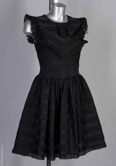 MAJE
COCKTAIL DRESS in black pleated polyester...