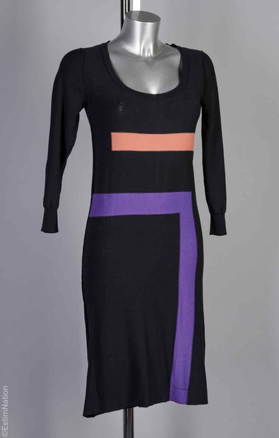 SONIA RYKIEL
ROBE tricot de coton noir, corail...