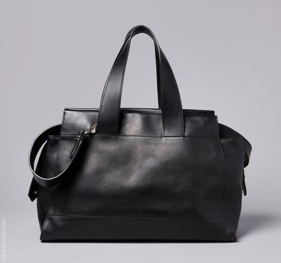 LAMARTHE
BLACK LEATHER CABAS, removable shoulder...
