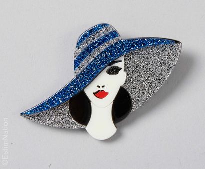 ANONYME 
BROCHE en acrylique polychrome et...