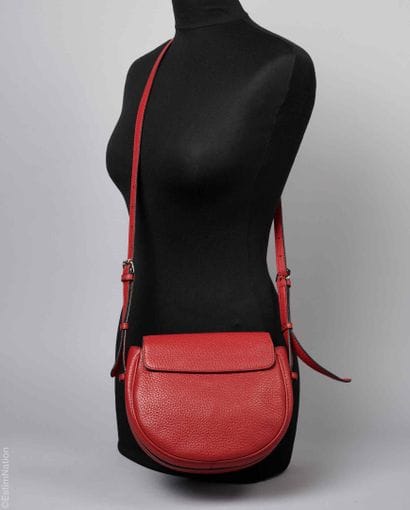 FENDI
BESACE in red grained leather and white...