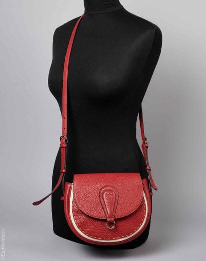 FENDI
BESACE in red grained leather and white...