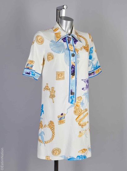 LEONARD
POLO DRESS in white cotton decorated...