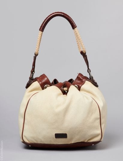 MAX MARA
BAG in beige woven canvas and cocoa...