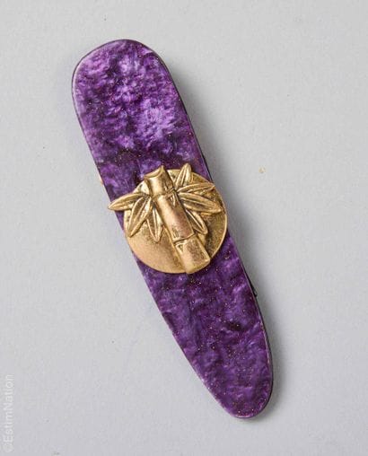 ANONYMOUS 
Oblong, sequined purple bakelite...
