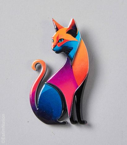 ANONYME 
BROCHE en acrylique polychrome représentant...