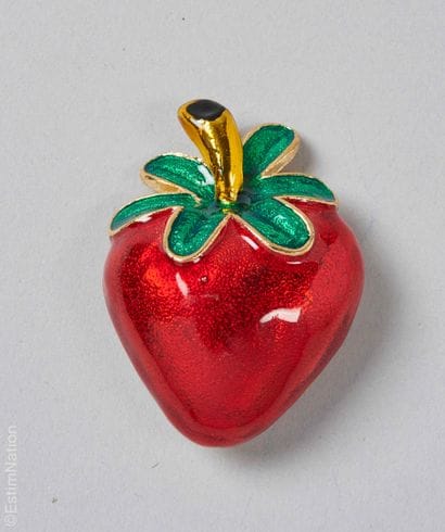 ANONYMOUS 
An enameled metal strawberry....