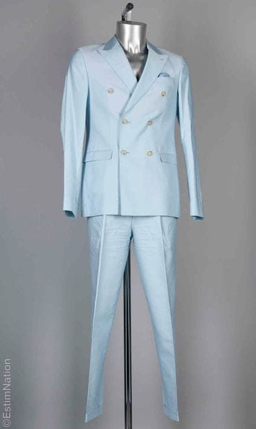 SAND
COSTUME en satin de coton bleu glacier...