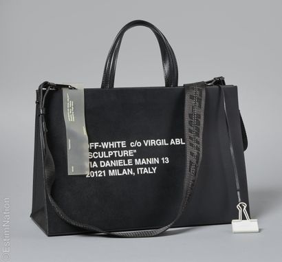 OFF-WHITE
Black and white leather logo trapeze...
