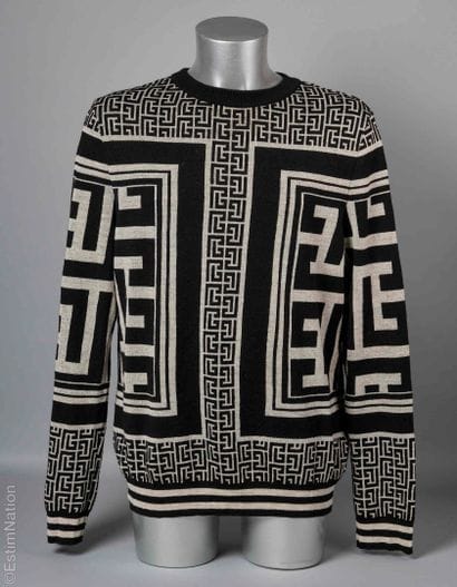 BALMAIN
PULL in black and beige wool and...