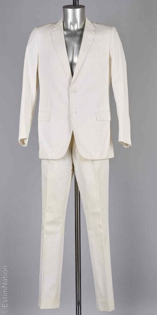 DIOR
COSTUME en coton blanc : veste à col...