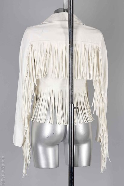 IMPERIAL
PERFECTO en simili cuir blanc frangé...