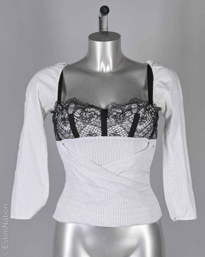 LA PERLA
CORSAGE en coton blanc à fines rayures...