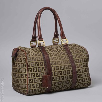 FENDI
24H bag in light Zucca canvas and cognac...