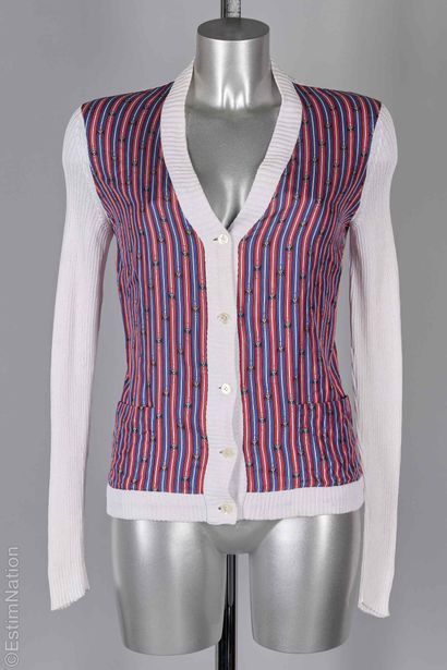 HERMÈS PARIS VINTAGE
White cotton-knit cardigan,...