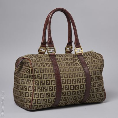 FENDI
24H bag in light Zucca canvas and cognac...
