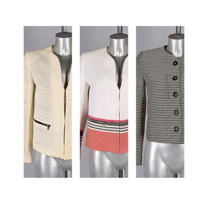 SANDRO
TROIS VESTES en coton tissé ivoire,...