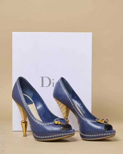 CHRISTIAN DIOR
Pair of cobalt blue kid suede...