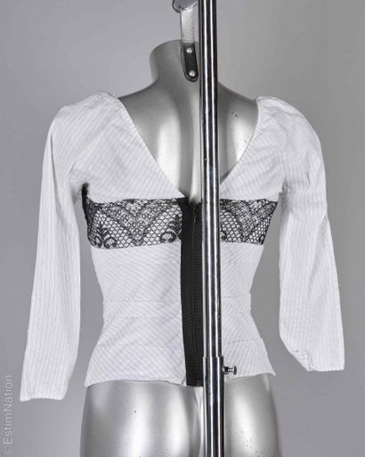 LA PERLA
CORSAGE en coton blanc à fines rayures...