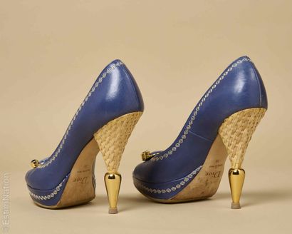 CHRISTIAN DIOR
Pair of cobalt blue kid suede...