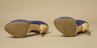 CHRISTIAN DIOR
Pair of cobalt blue kid suede...