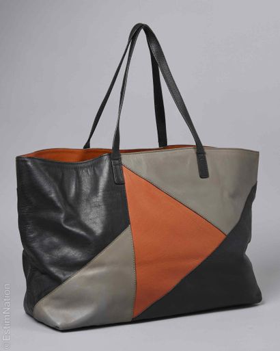 TILA MARCH
Leather tote bag with black, gray,...
