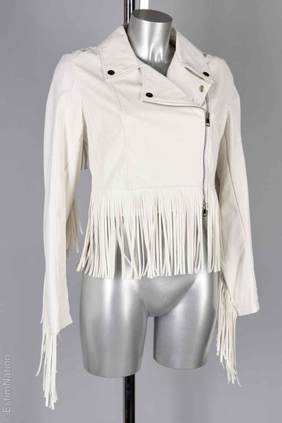 IMPERIAL
PERFECTO en simili cuir blanc frangé...
