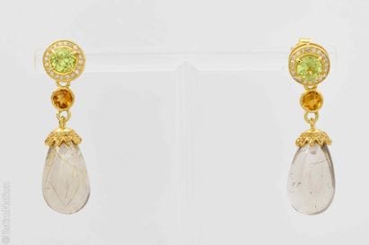 PERIDOT, CITRINE, AND RUTILE QUARTZ EARRINGS
Pair...