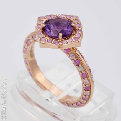 SILVER RING WITH AMETHYST, SAPPHIRES, AND...