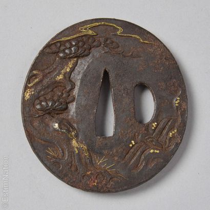 ASIAN ART
Iron Nagamaru gata tsuba inlaid...