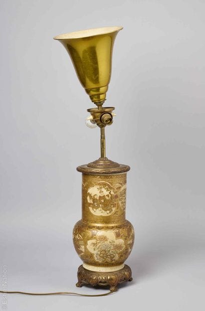 JAPAN
Earthenware vase with low body and...