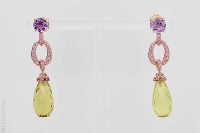 AMETHYST, SAPPHIRE, AND CITRINE EARRINGS
Pair...