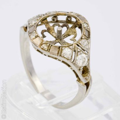 PLATINUM RING SETTING WITH DIAMONDS AND WHITE...