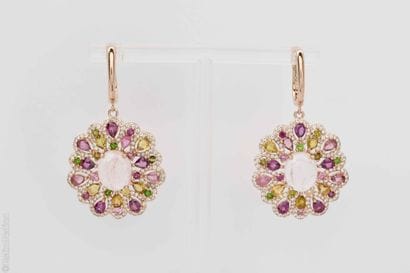 QUARTZ, TOURMALINE, AND TOPAZ EARRINGS
Pair...