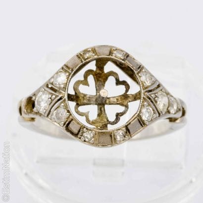 PLATINUM RING SETTING WITH DIAMONDS AND WHITE...