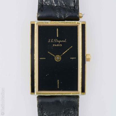 S.T. DUPONT, PARIS
Gold-plated metal wristwatch
Rectangular...