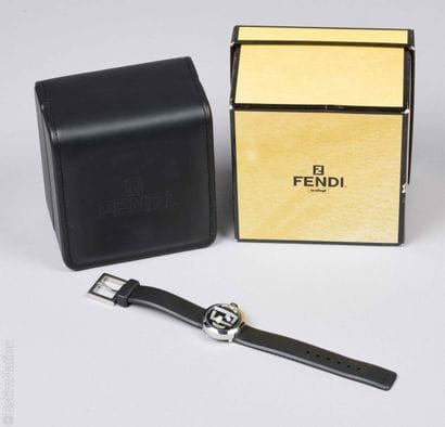 FENDI. 
Steel wristwatch, round case, smooth...